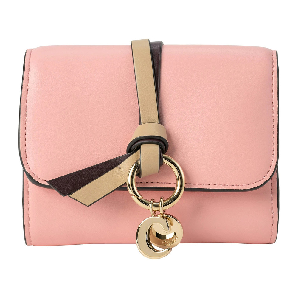 Chloe Trifold Wallet Alphabet Leather Pink